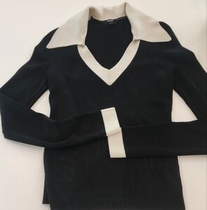 Black and White Sweater with Bow Detail